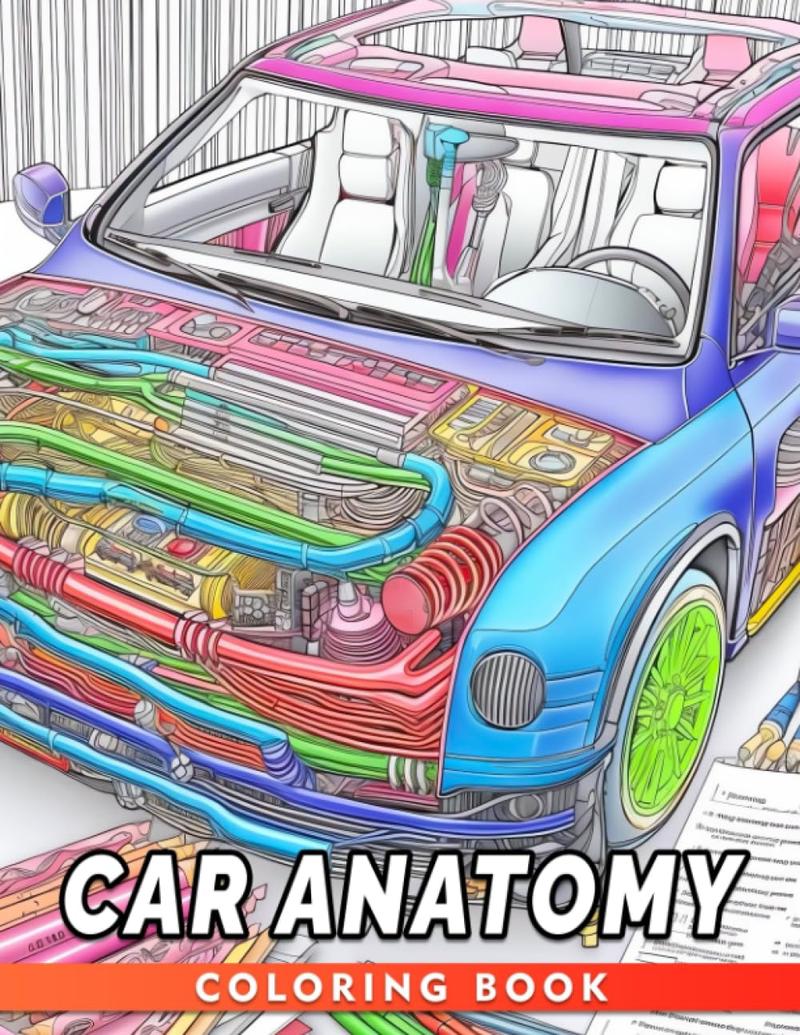 Car Anatomy Coloring Book: Discover and Color the Intricate Anatomy of Cars for Kids Ages 10-12